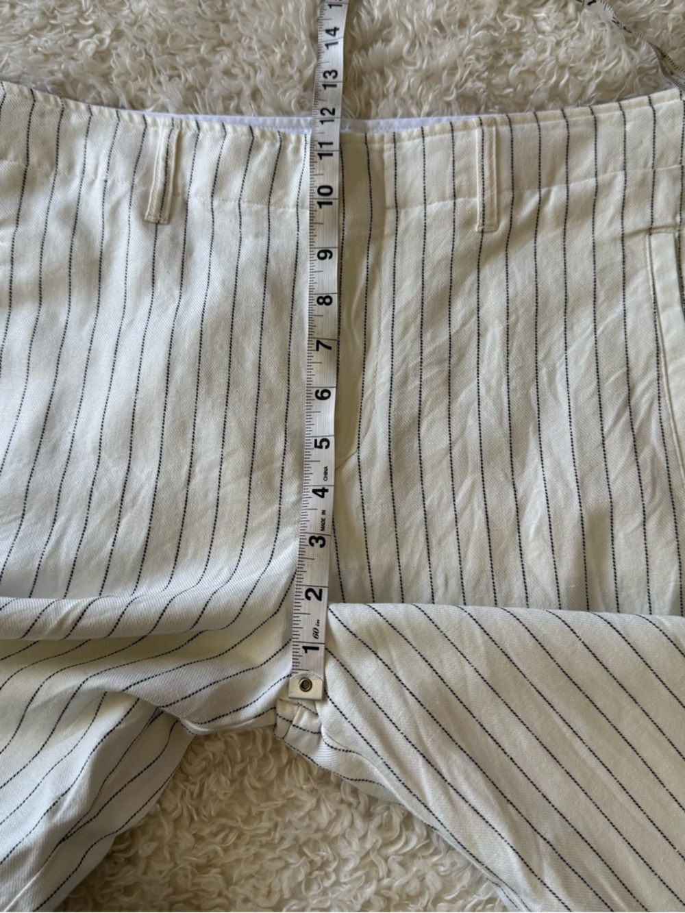 Rag & Bone Dylan Cropped Cream Pinstripe Wide Leg Pants Women Sz 8 Linen Cotton - Picture 7 of 13